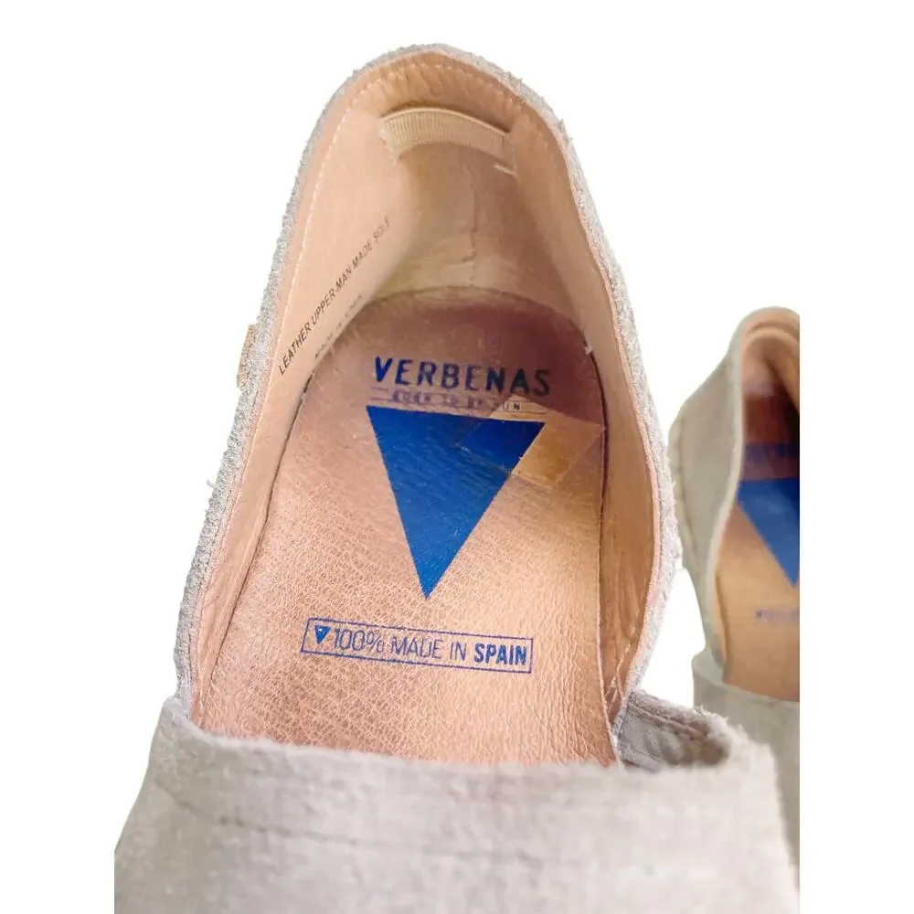 Verbenas Taupe Mushroom Gray Suede Leather Espadrille Flats Spanish Slip Ons